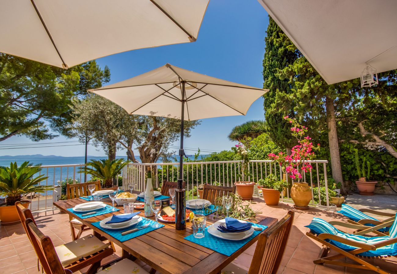 House with terrace in front of the sea in Puerto Alcudia.